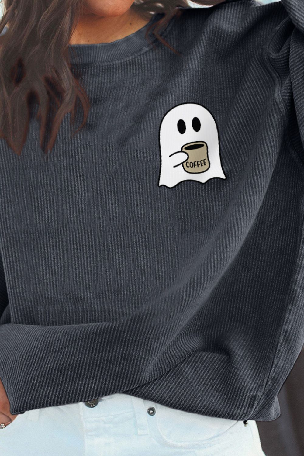 SYNZ Ghost Graphic Drop Shoulder Sweatshirt