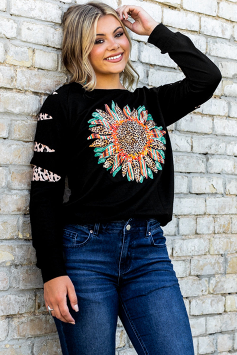 SYNZ Graphic Leopard Patch Sweatshirt