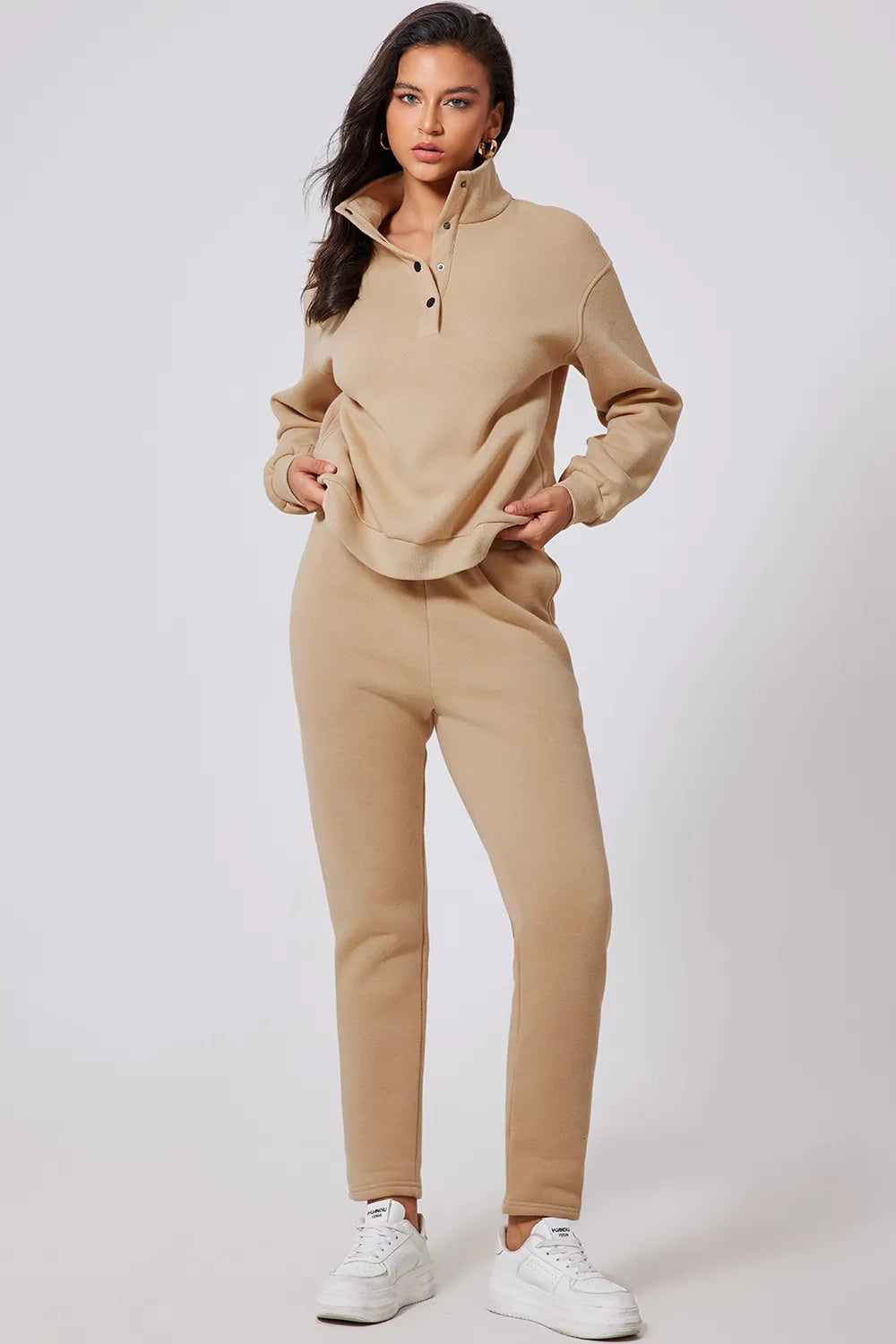 SYNZ Half Snap Turtleneck Top and Pants Active Set