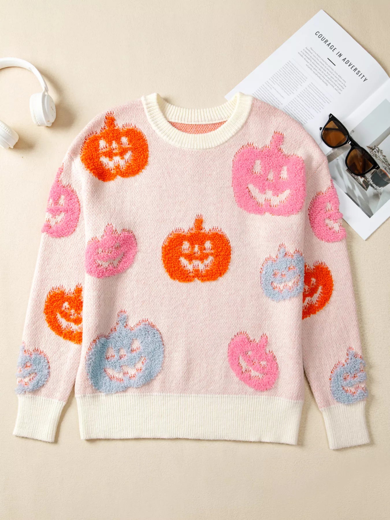 SYNZ Halloween Cute Pumpkin Pattern Sweater