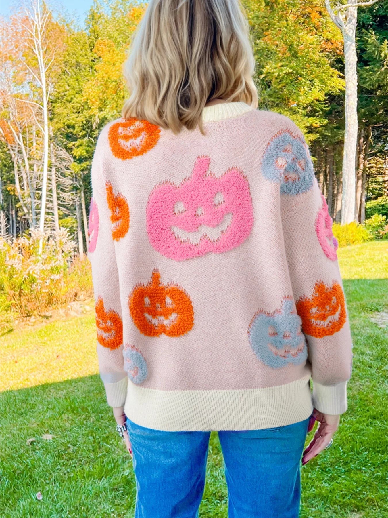 SYNZ Halloween Cute Pumpkin Pattern Sweater