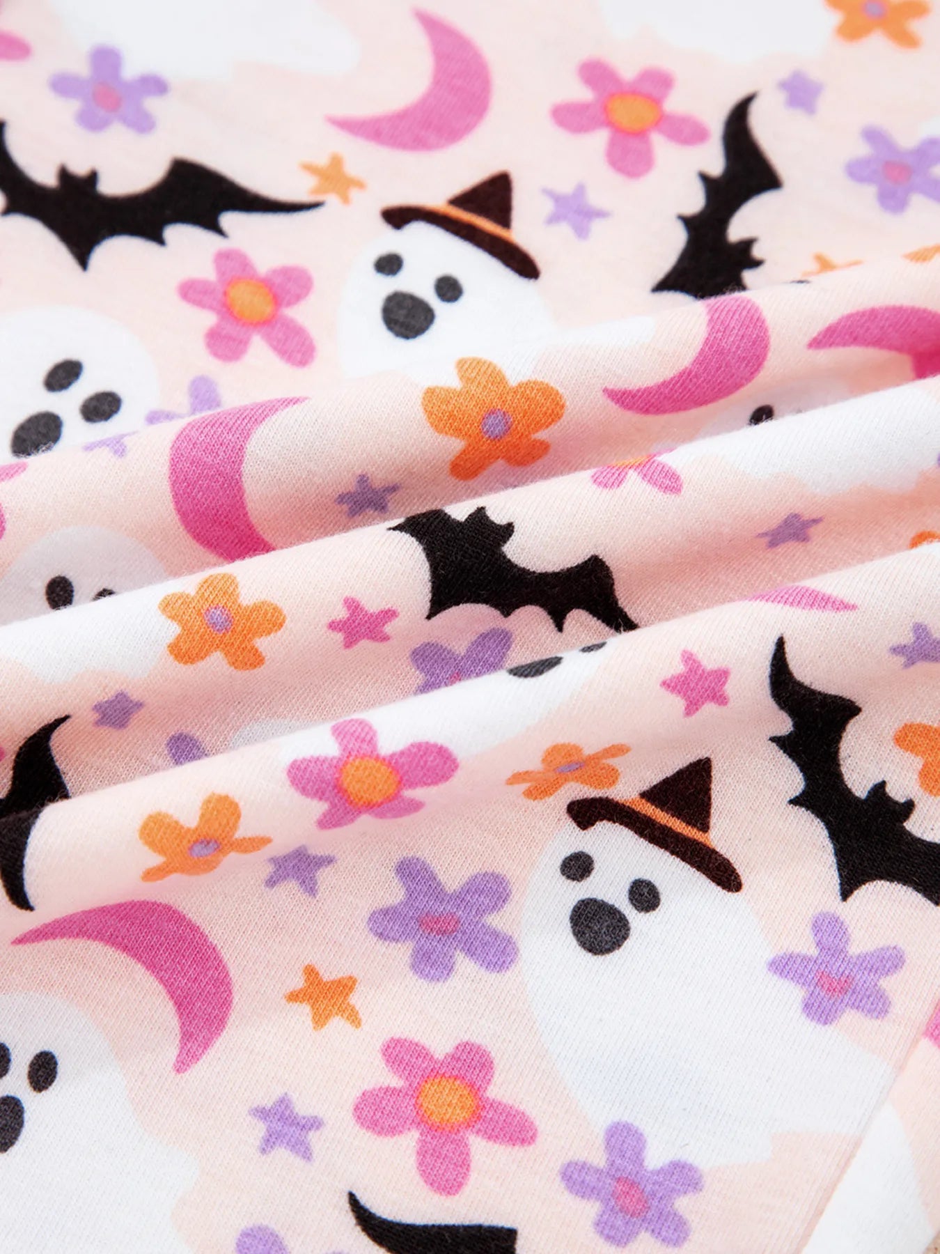 SYNZ Halloween Ghost Print Button Up Top and Pants Lounge Set