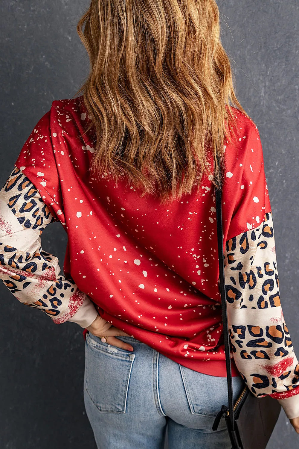 SYNZ Heart Leopard Round Neck Sweatshirt