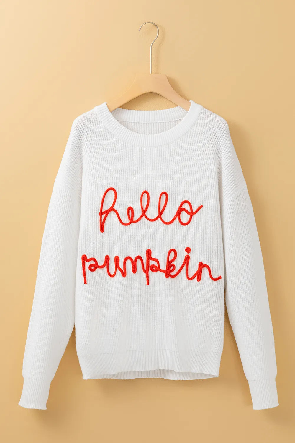 SYNZ HELLO PUMPKIN Round Neck Long Sleeve Sweater