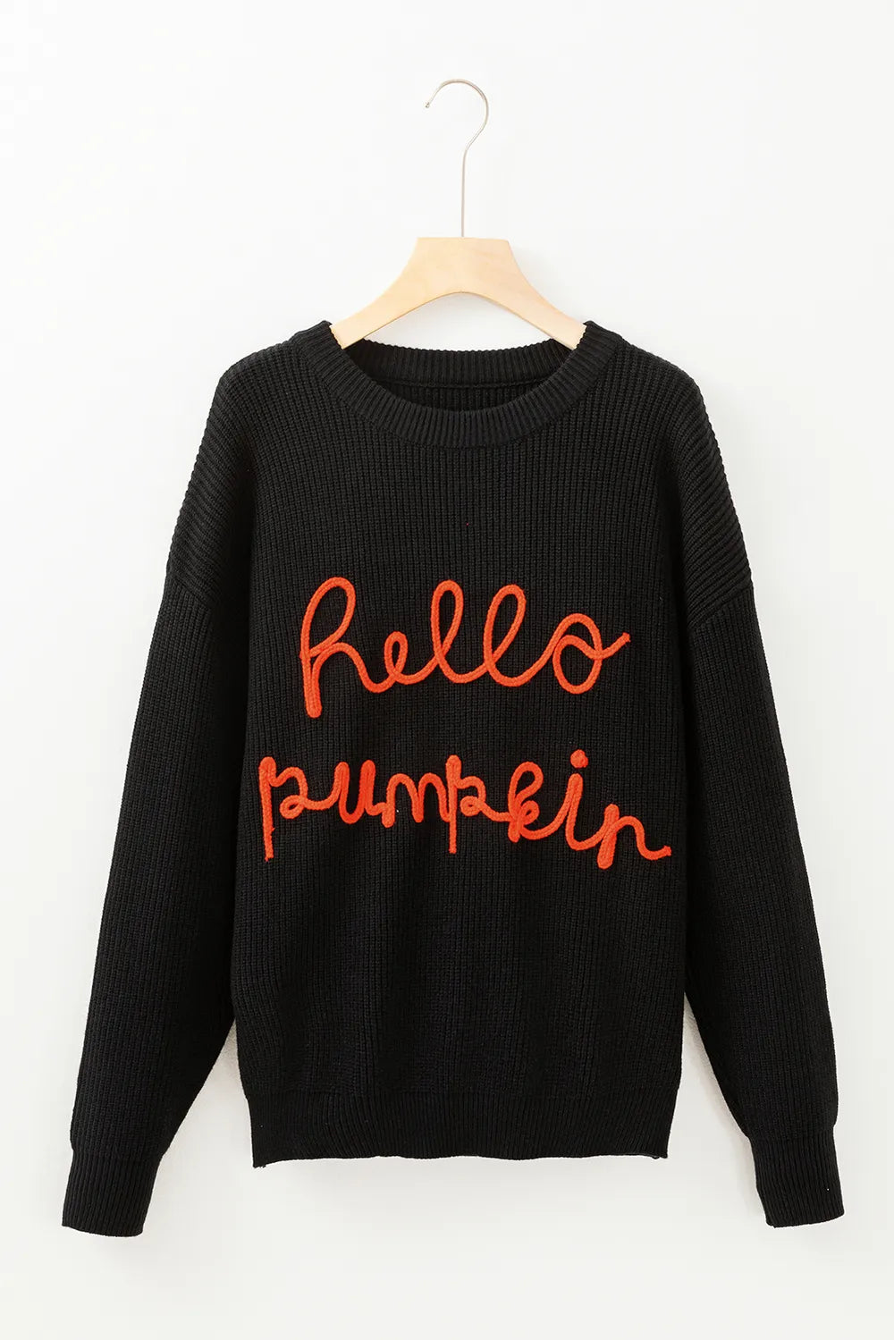 SYNZ HELLO PUMPKIN Round Neck Long Sleeve Sweater