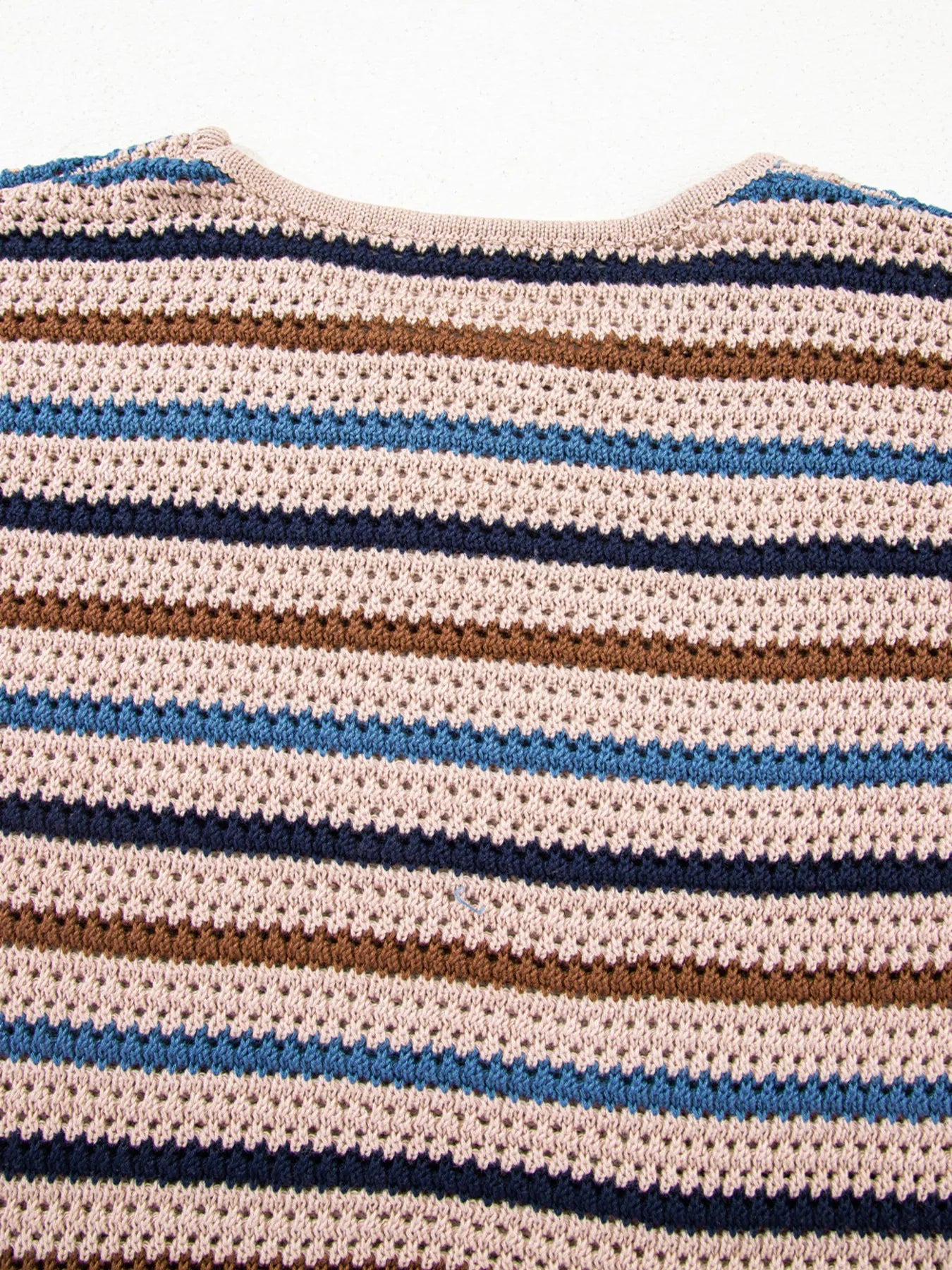 SYNZ Knit Tops Multicolour Striped Knitted Drop Shoulder Round Neck Sweater