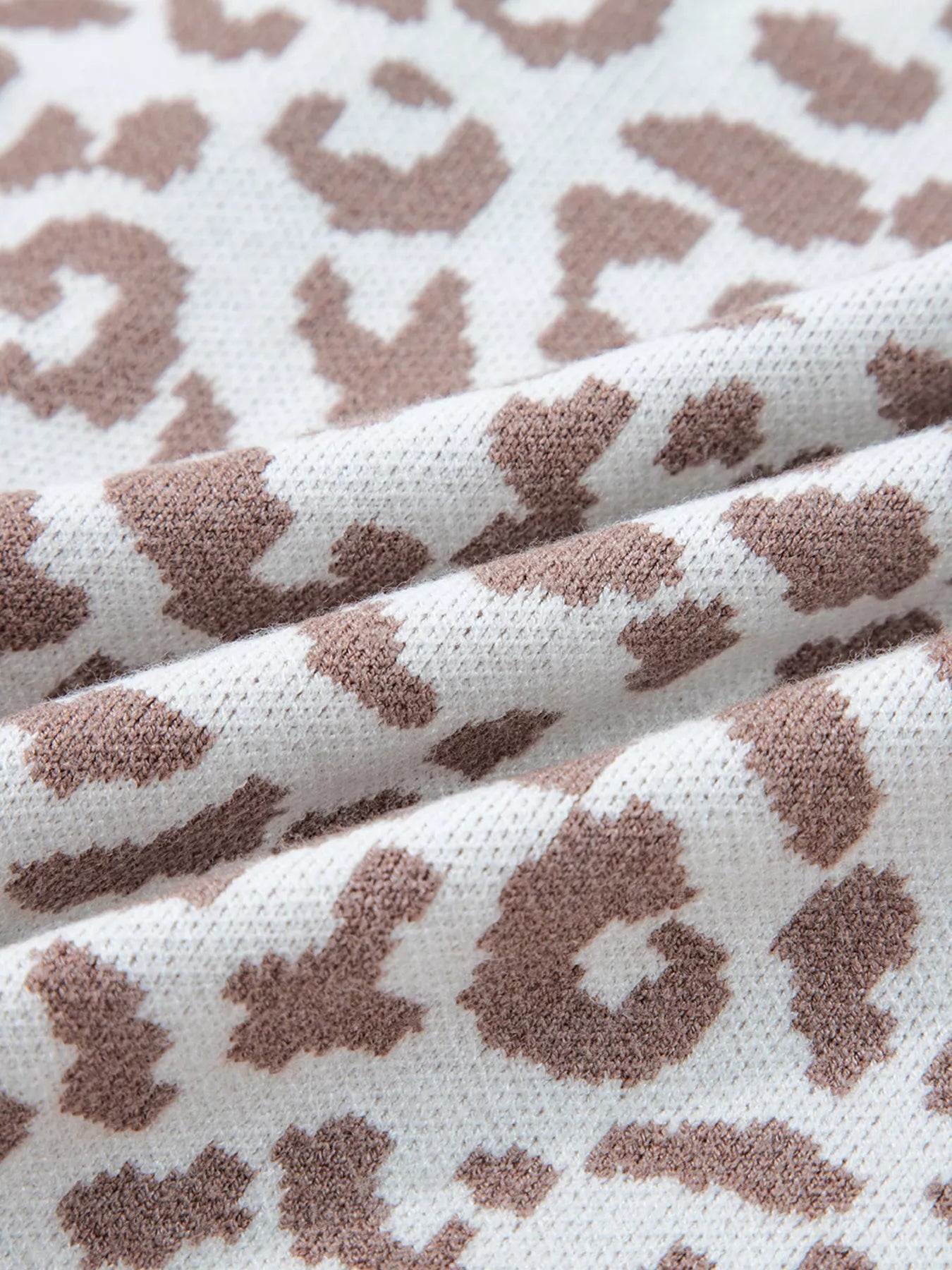 SYNZ Leopard Drop Shoulder Chunky Knitted Cardigan