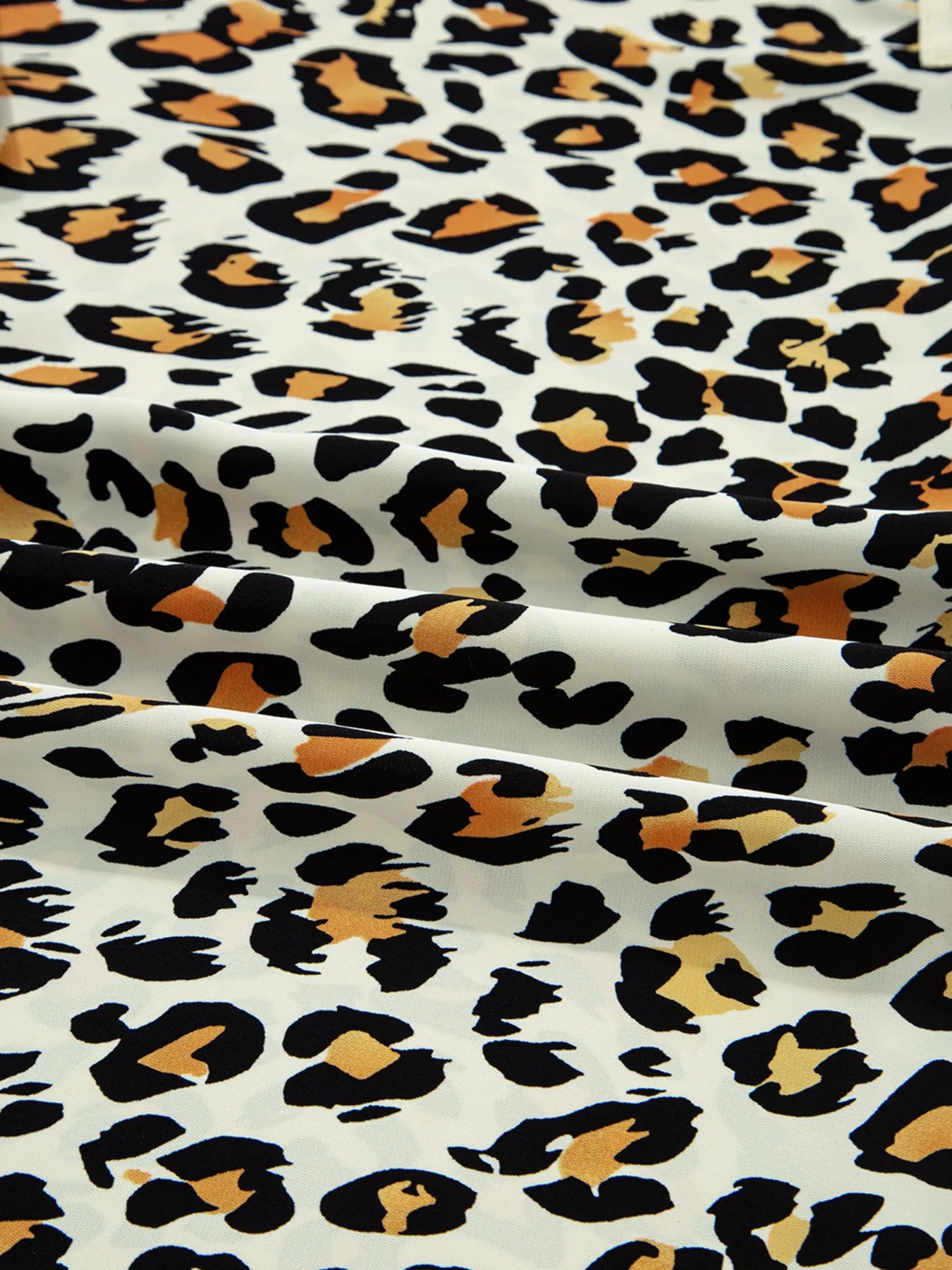 SYNZ Leopard Print Contrast Striped V Neck Blouse