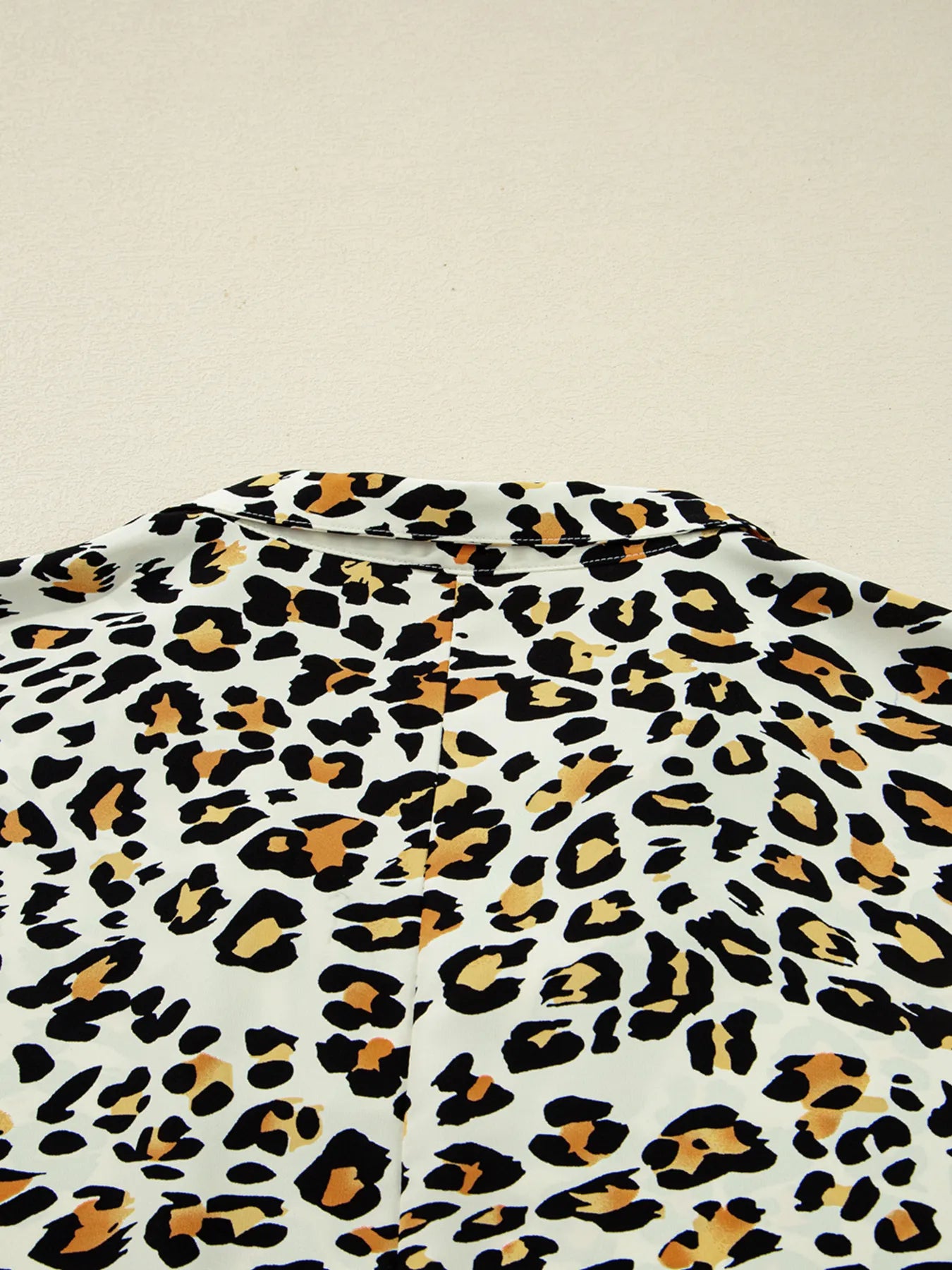 SYNZ Leopard Print Contrast Striped V Neck Blouse