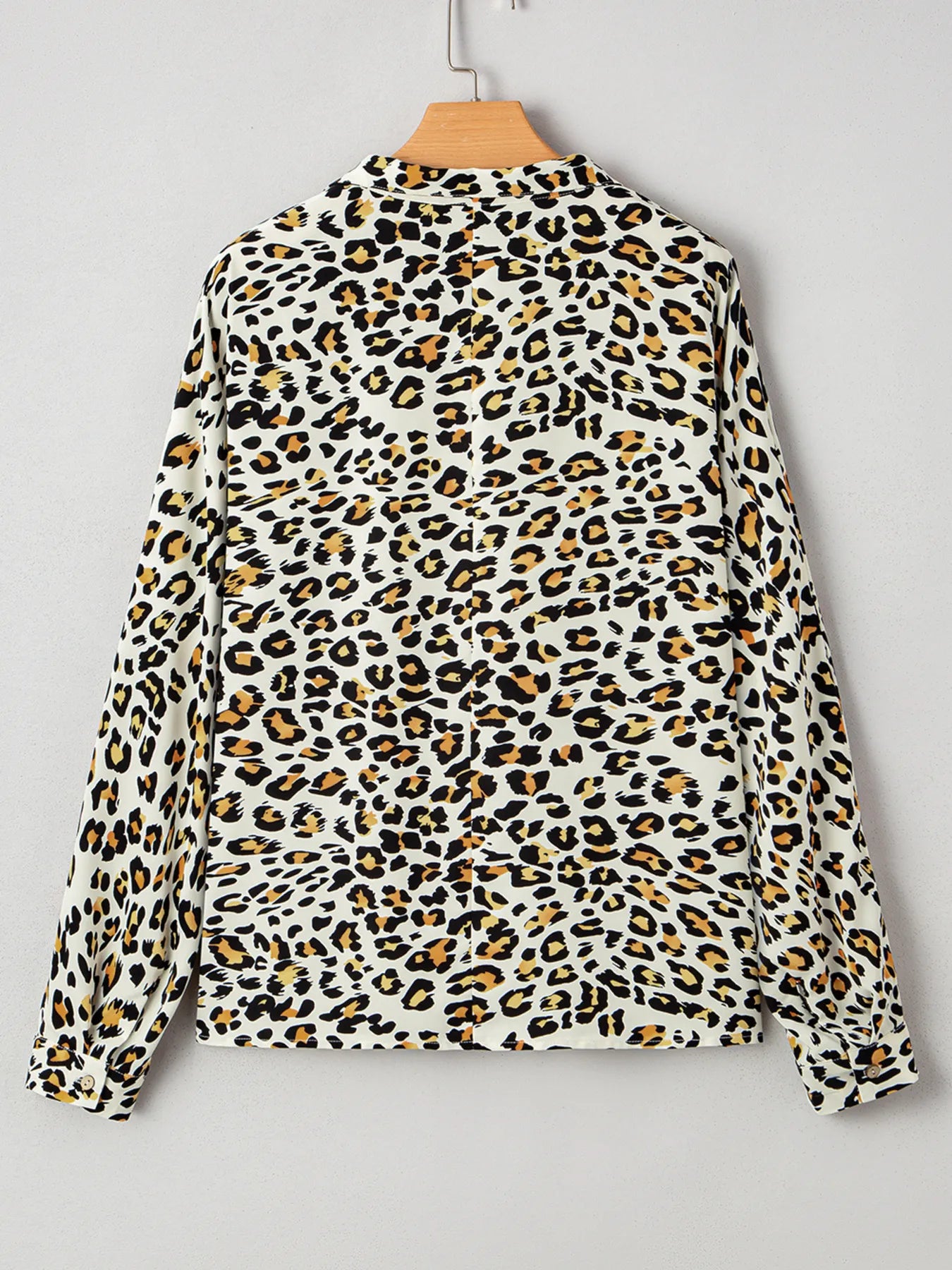 SYNZ Leopard Print Contrast Striped V Neck Blouse