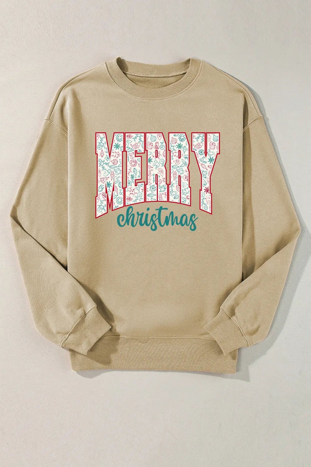 SYNZ MERRY CHRISTMAS Round Neck Long Sleeve Sweatshirt