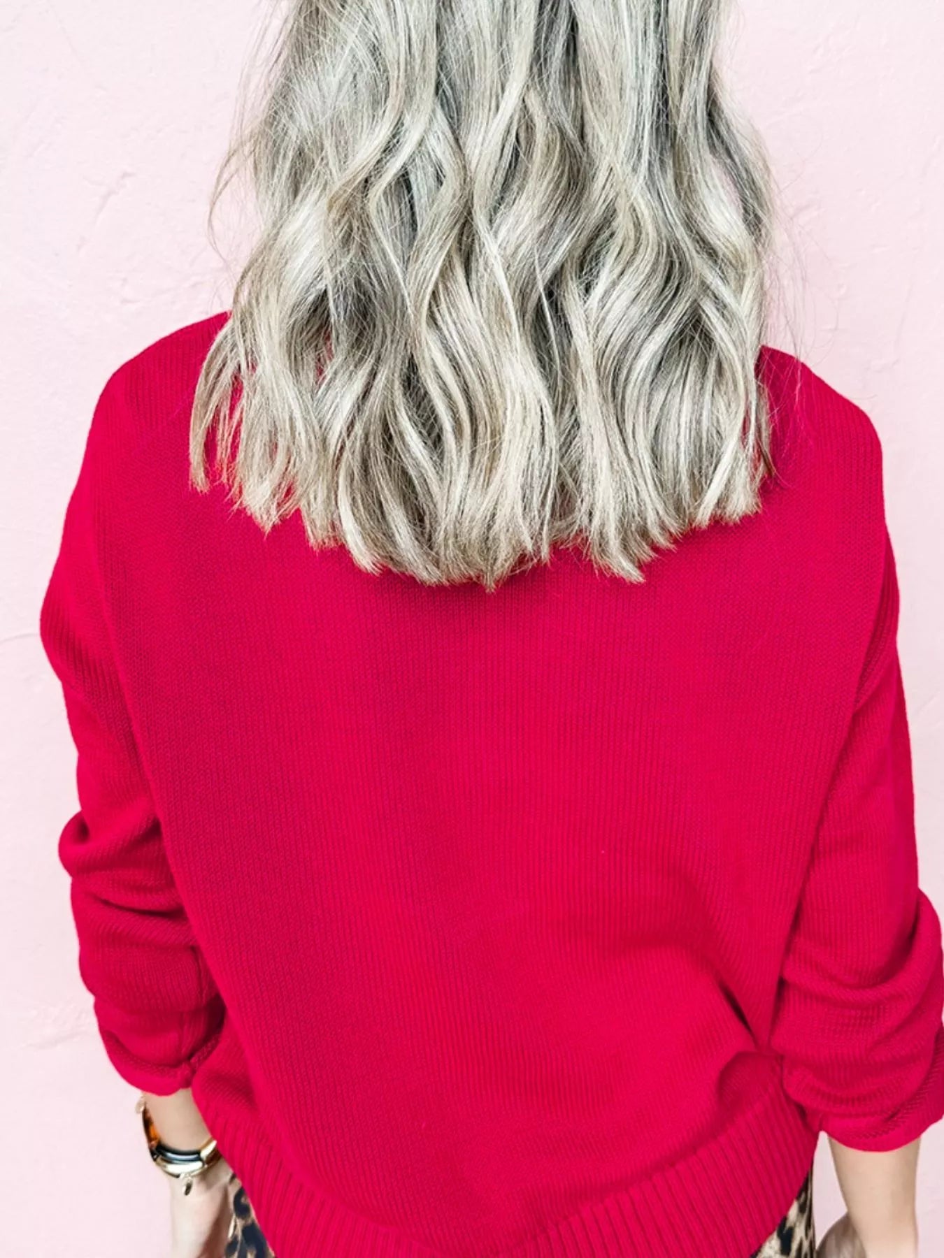 SYNZ MERRY Letter Pattern Christmas Baggy Sweater