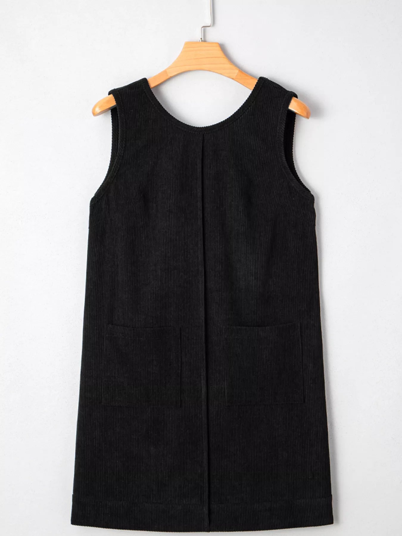 SYNZ Mini Dresses Corduroy Sleeveless Mini Dress with Patched Pockets