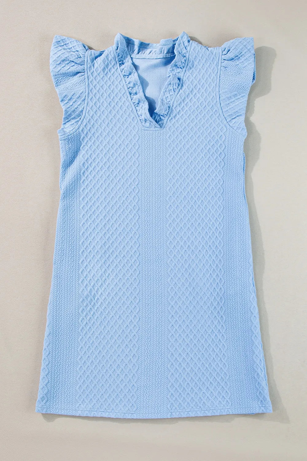 SYNZ Mini Dresses Ruffled V-Neck Mini Dress with Cap Sleeves – Feminine Charm