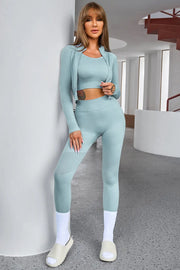 SYNZ Pastel  Blue / S Tank Cropped Active Top and Pants Set