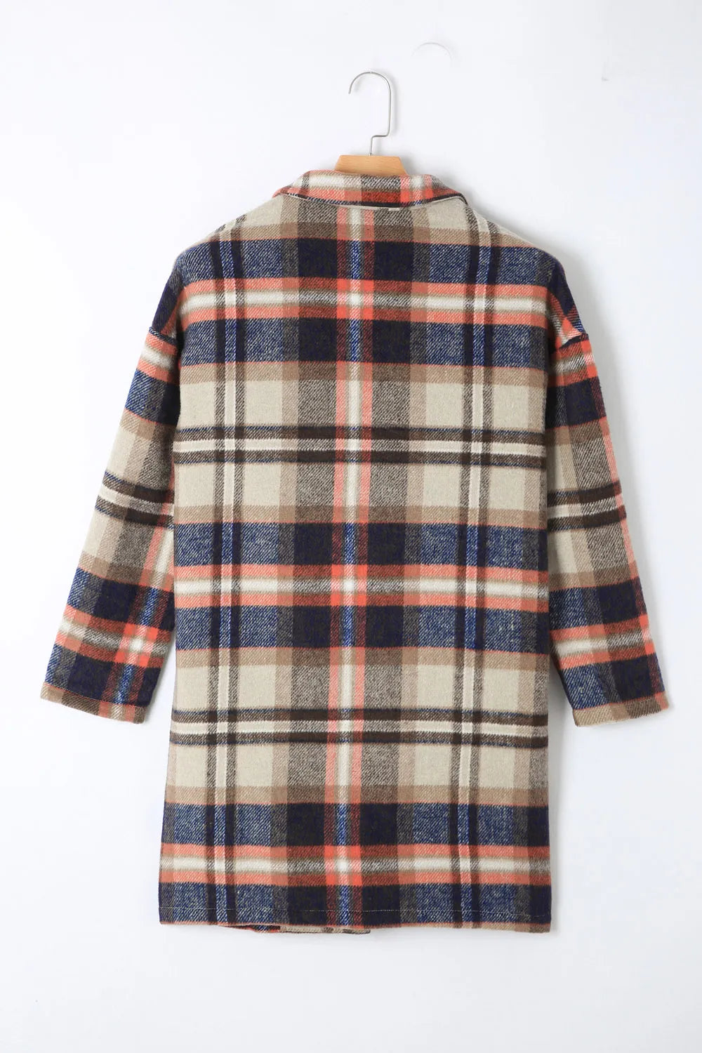 SYNZ Plaid Longline Jacket with Pockets