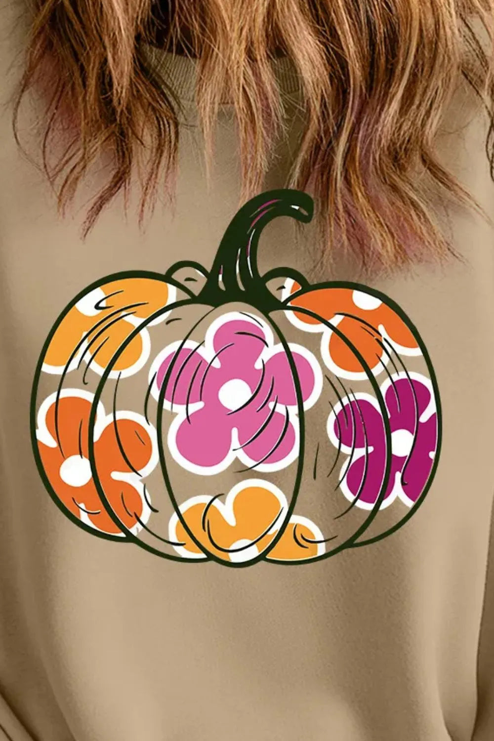 SYNZ Plus Size Pumpkin Graphic Dropped Shoulder Sweatshirt