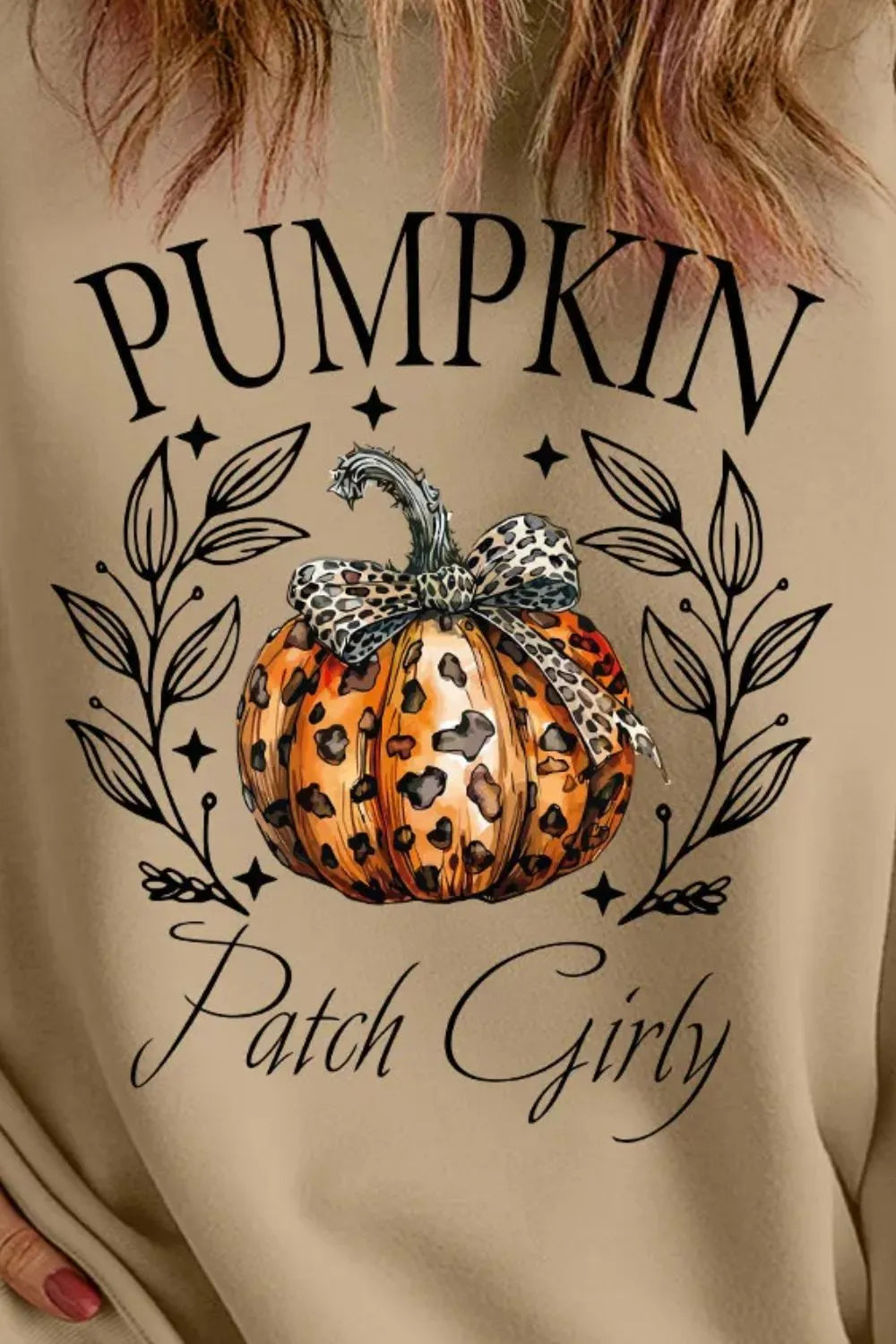 SYNZ Plus Size Pumpkin Graphic Long Sleeve Sweatshirt