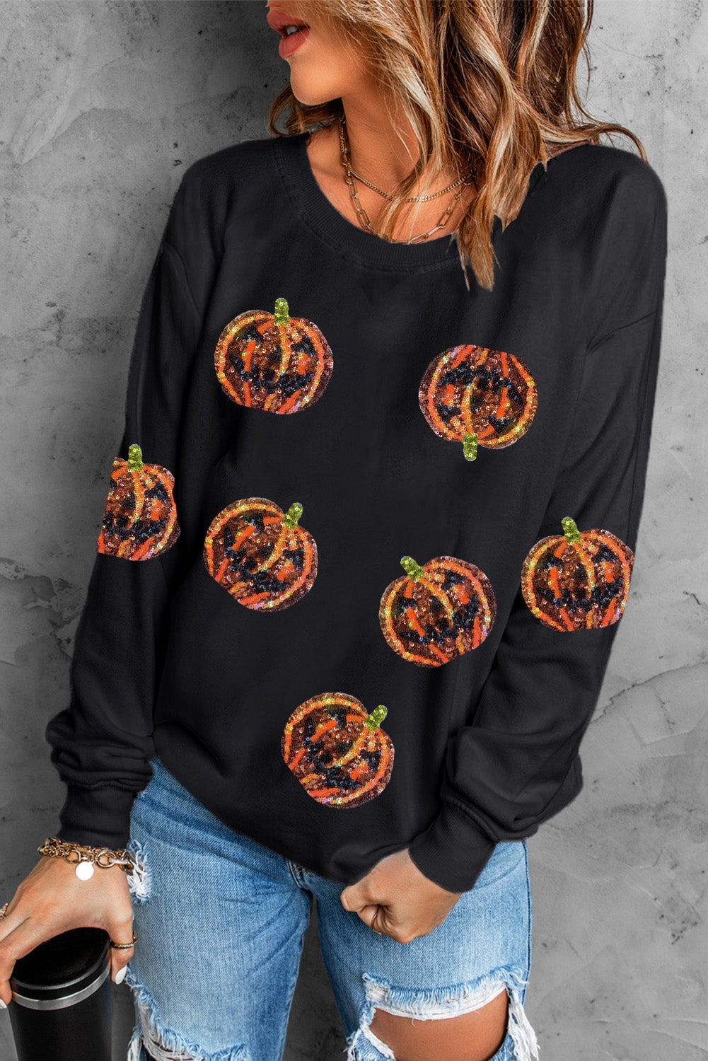 SYNZ Pumpkin Dropped Shoulder Sweatshirt