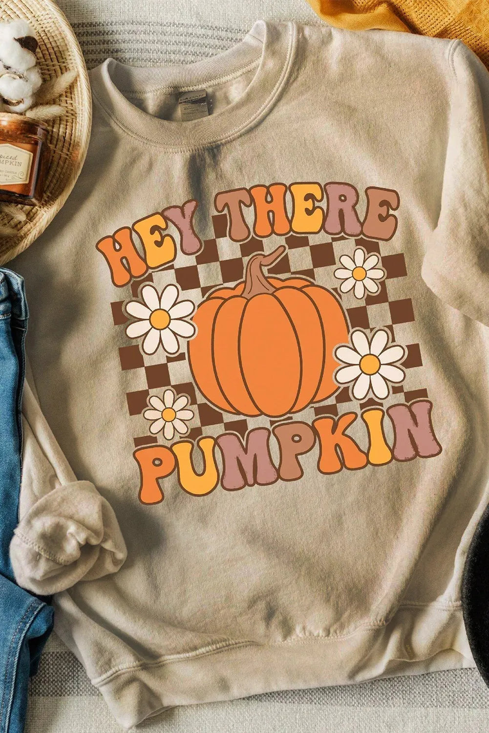 SYNZ Pumpkin Graphic Long Sleeve Sweatshirt
