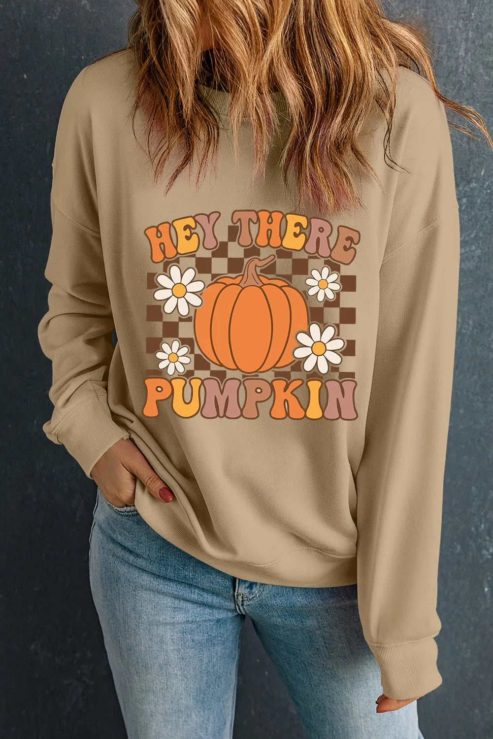 SYNZ Pumpkin Graphic Long Sleeve Sweatshirt