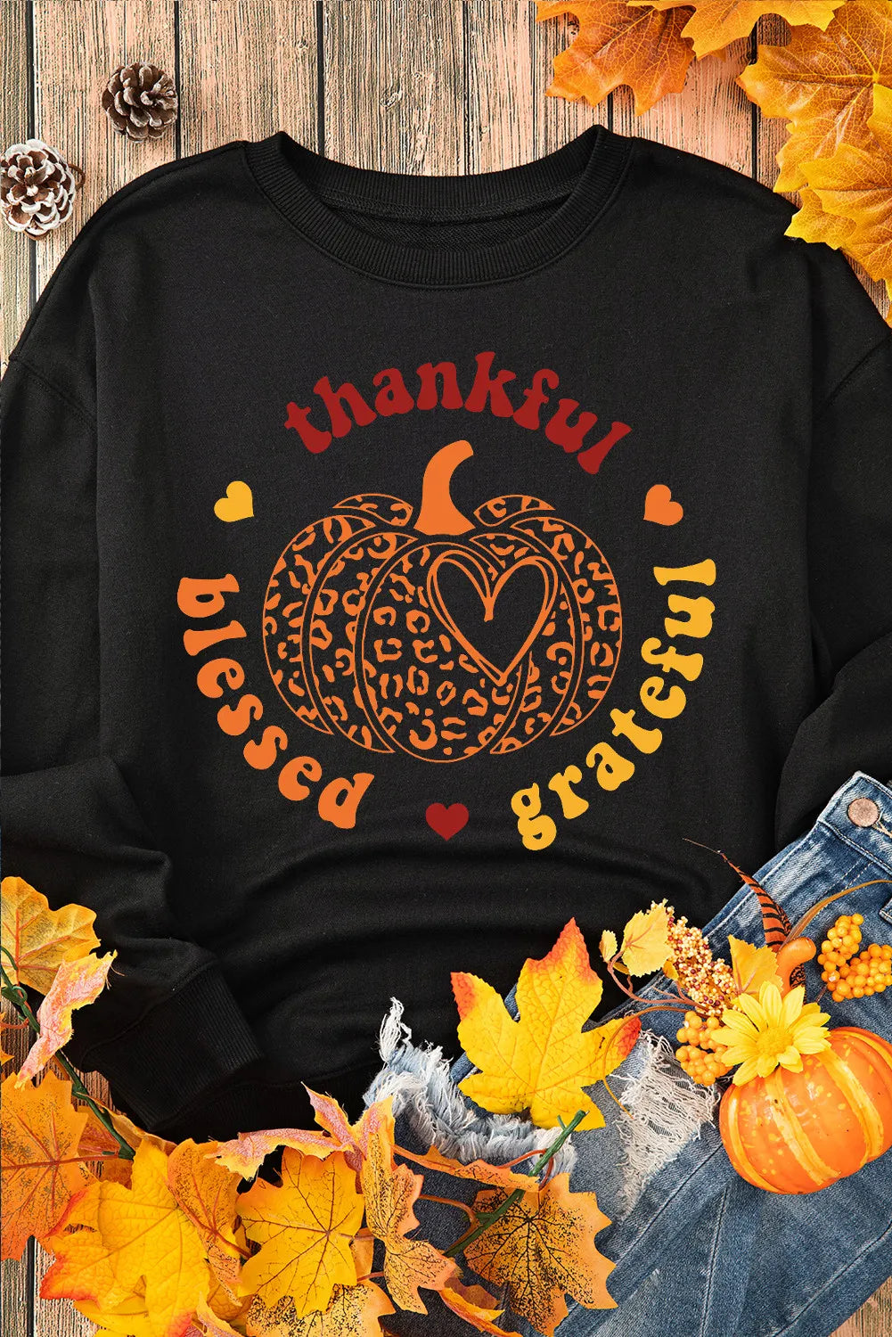SYNZ Pumpkin Graphic Long Sleeve Sweatshirt