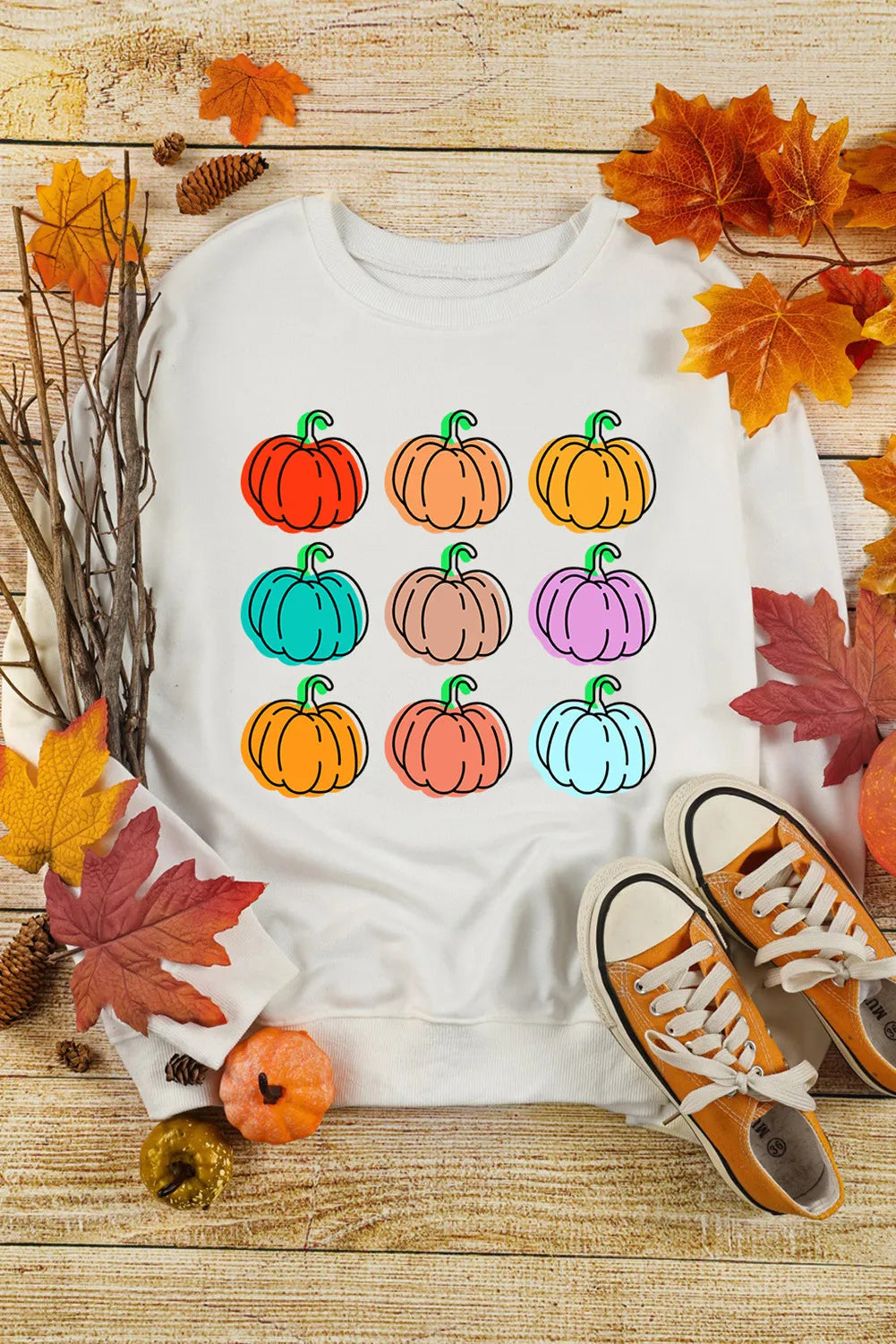 SYNZ Pumpkin Graphic Long Sleeve Sweatshirt