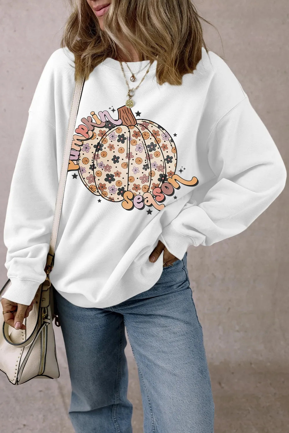 SYNZ Pumpkin Graphic Long Sleeve Sweatshirt