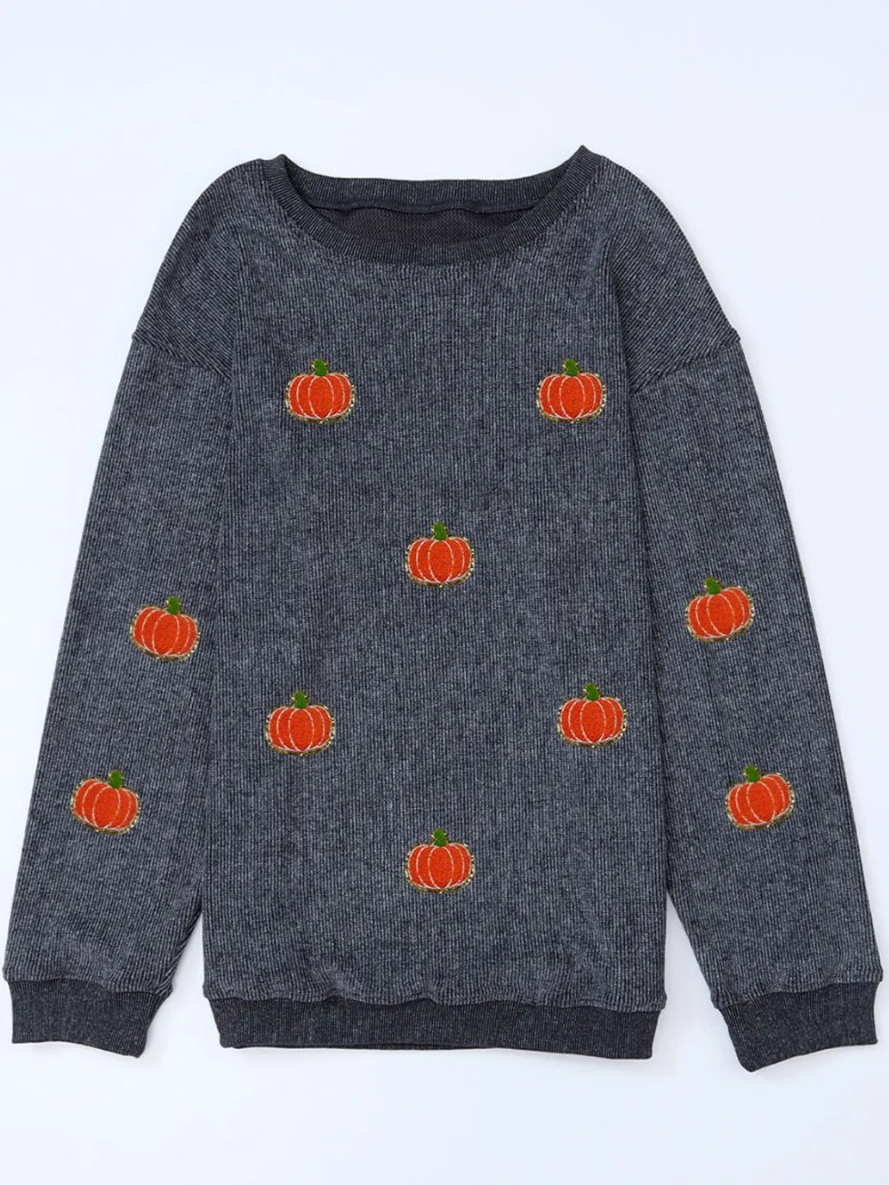 SYNZ Pumpkin Round Neck Long Sleeve Sweatshirt