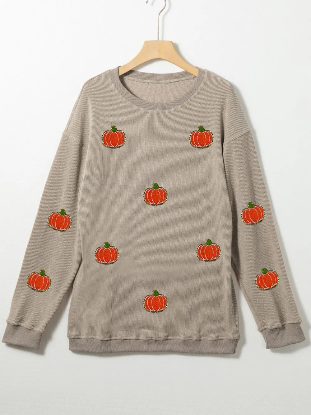 SYNZ Pumpkin Round Neck Long Sleeve Sweatshirt