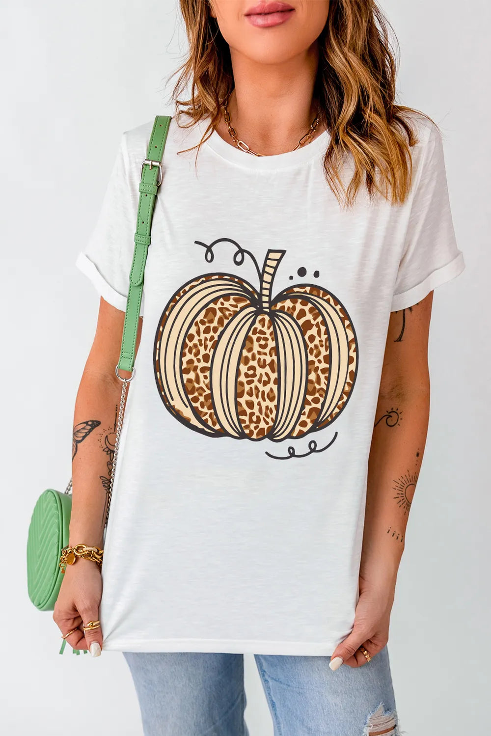 SYNZ Pumpkin Round Neck Short Sleeve T-Shirt