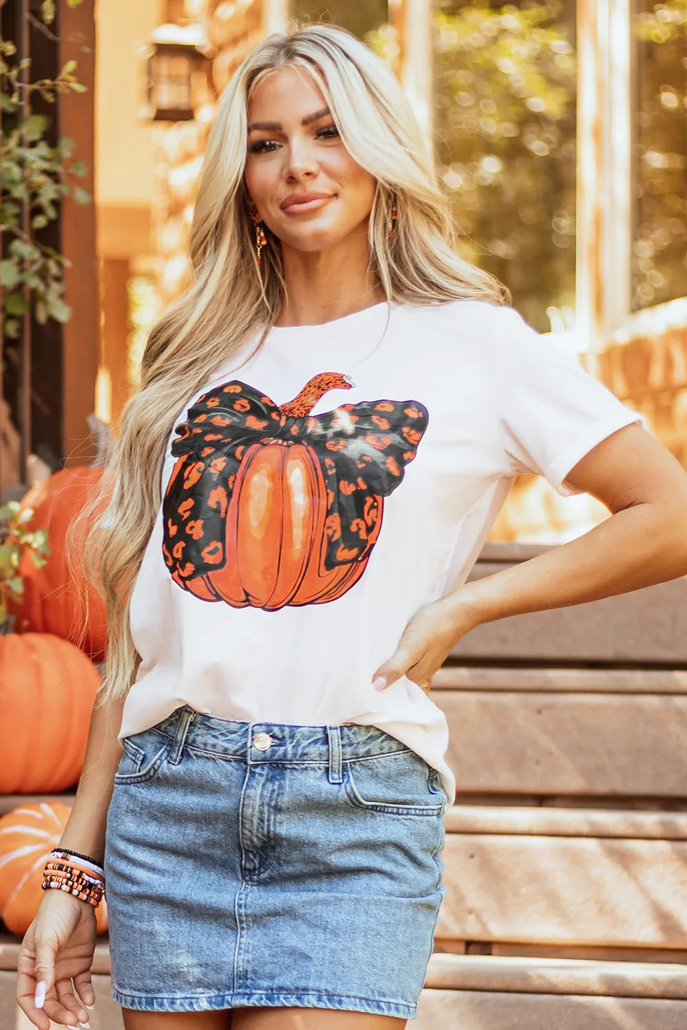SYNZ Pumpkin Round Neck Short Sleeve T-Shirt