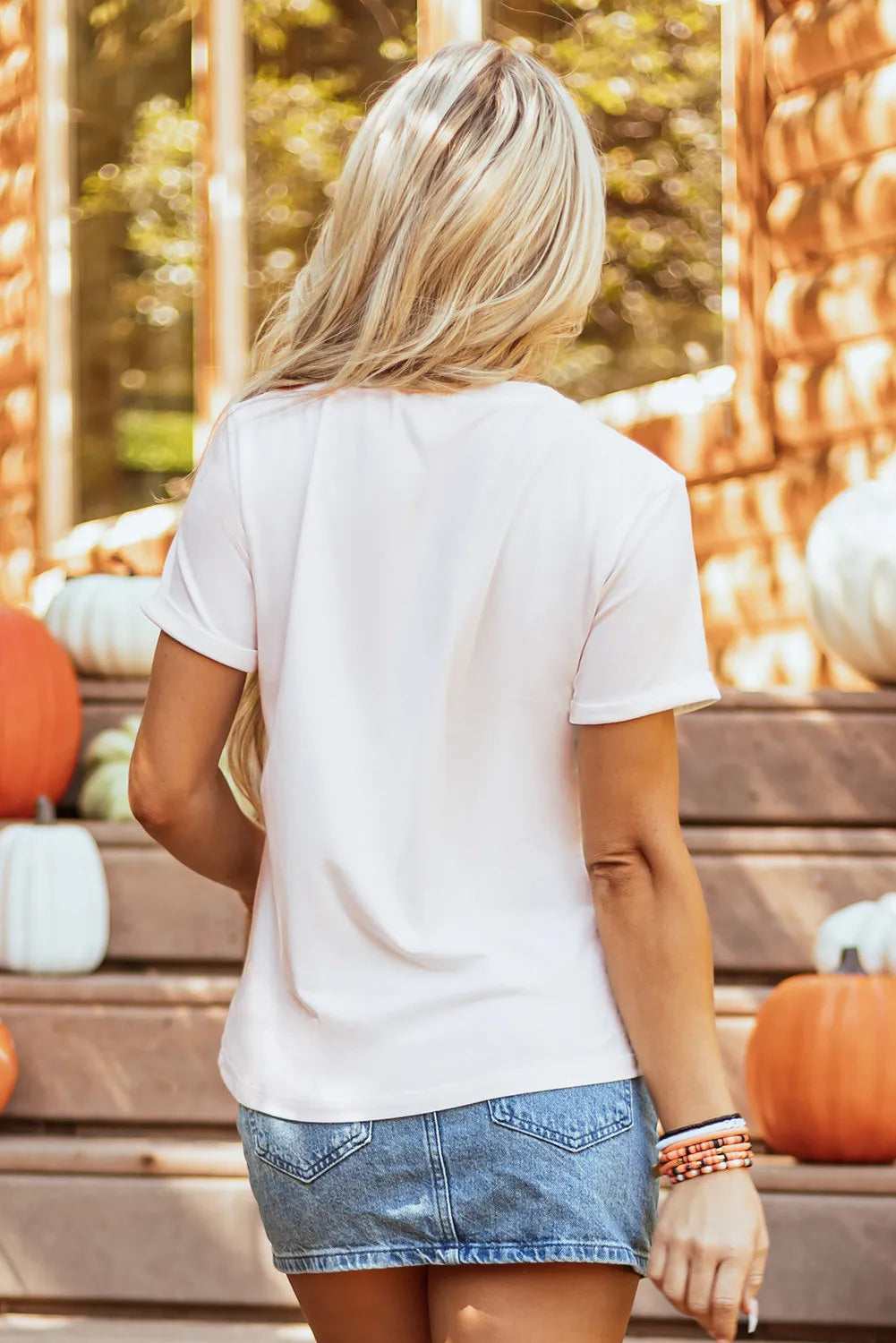 SYNZ Pumpkin Round Neck Short Sleeve T-Shirt