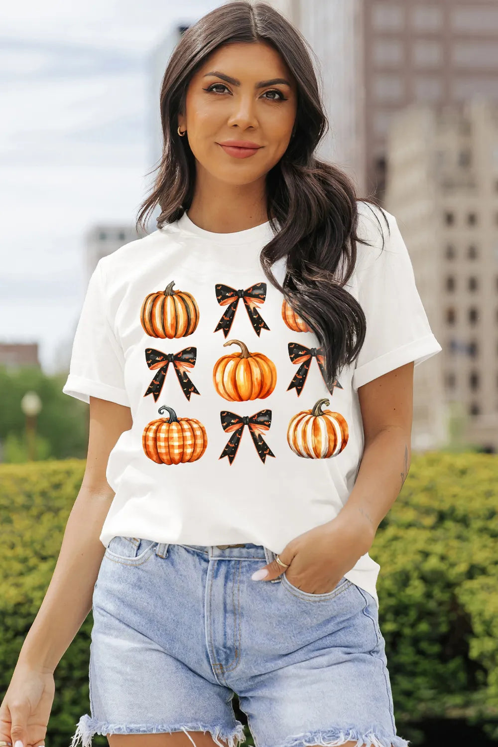 SYNZ Pumpkin Round Neck Short Sleeve T-Shirt