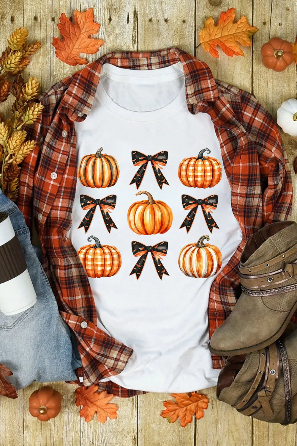SYNZ Pumpkin Round Neck Short Sleeve T-Shirt