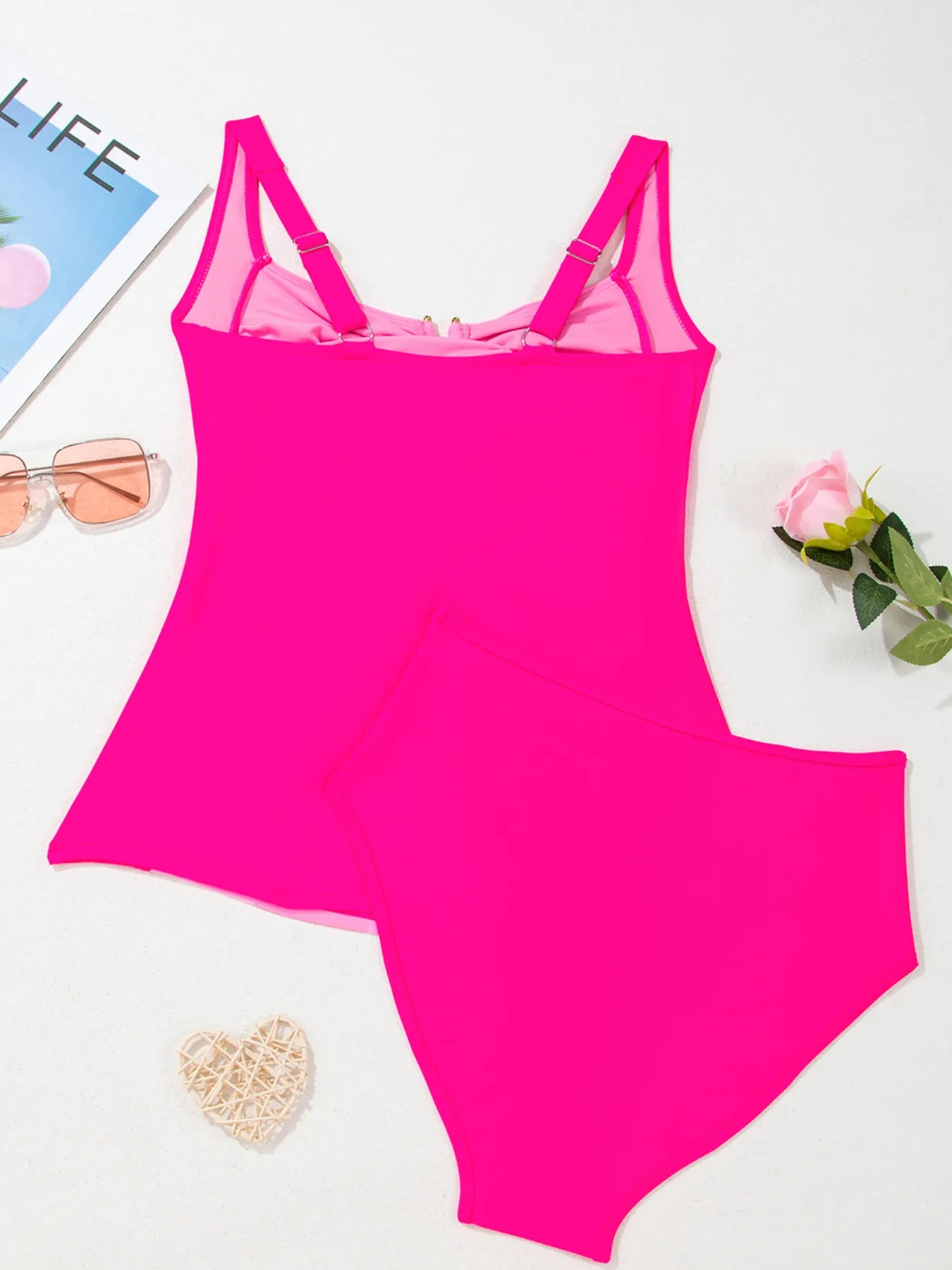 SYNZ Ruched Tummy Control Tankini 2pcs Swimsuit