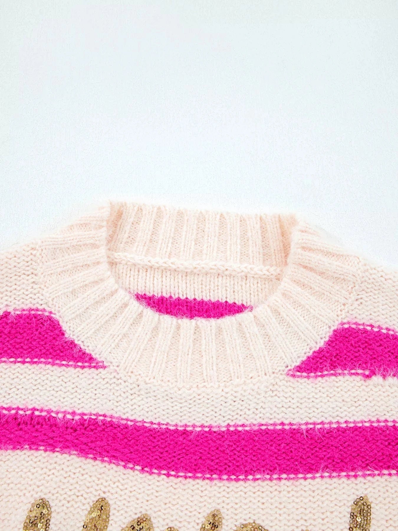 SYNZ Sequin Letter Graphic Colorblock Loose Sweater