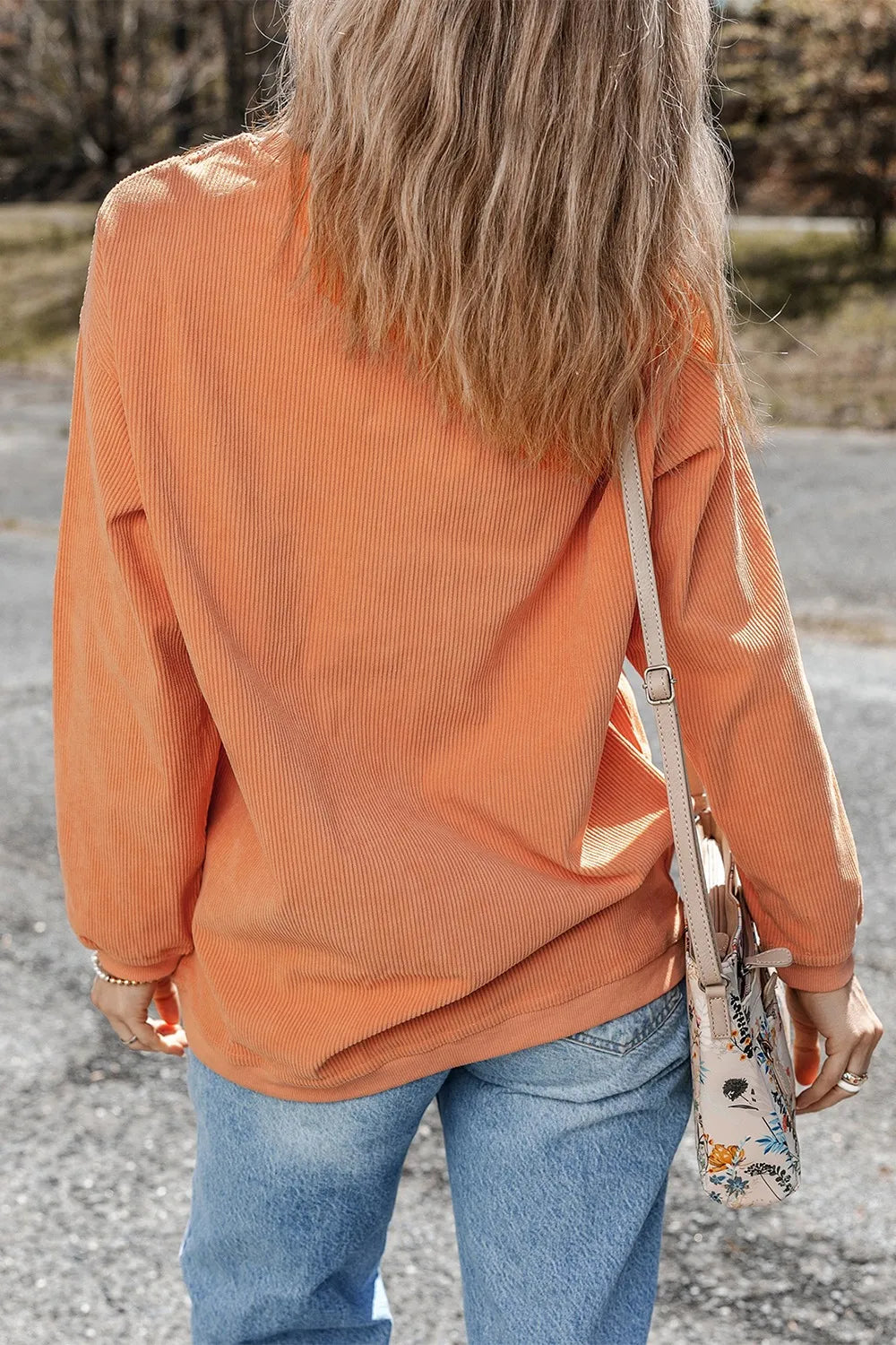SYNZ Sequin Pumpkin Round Neck Long Sleeve Sweatshirt