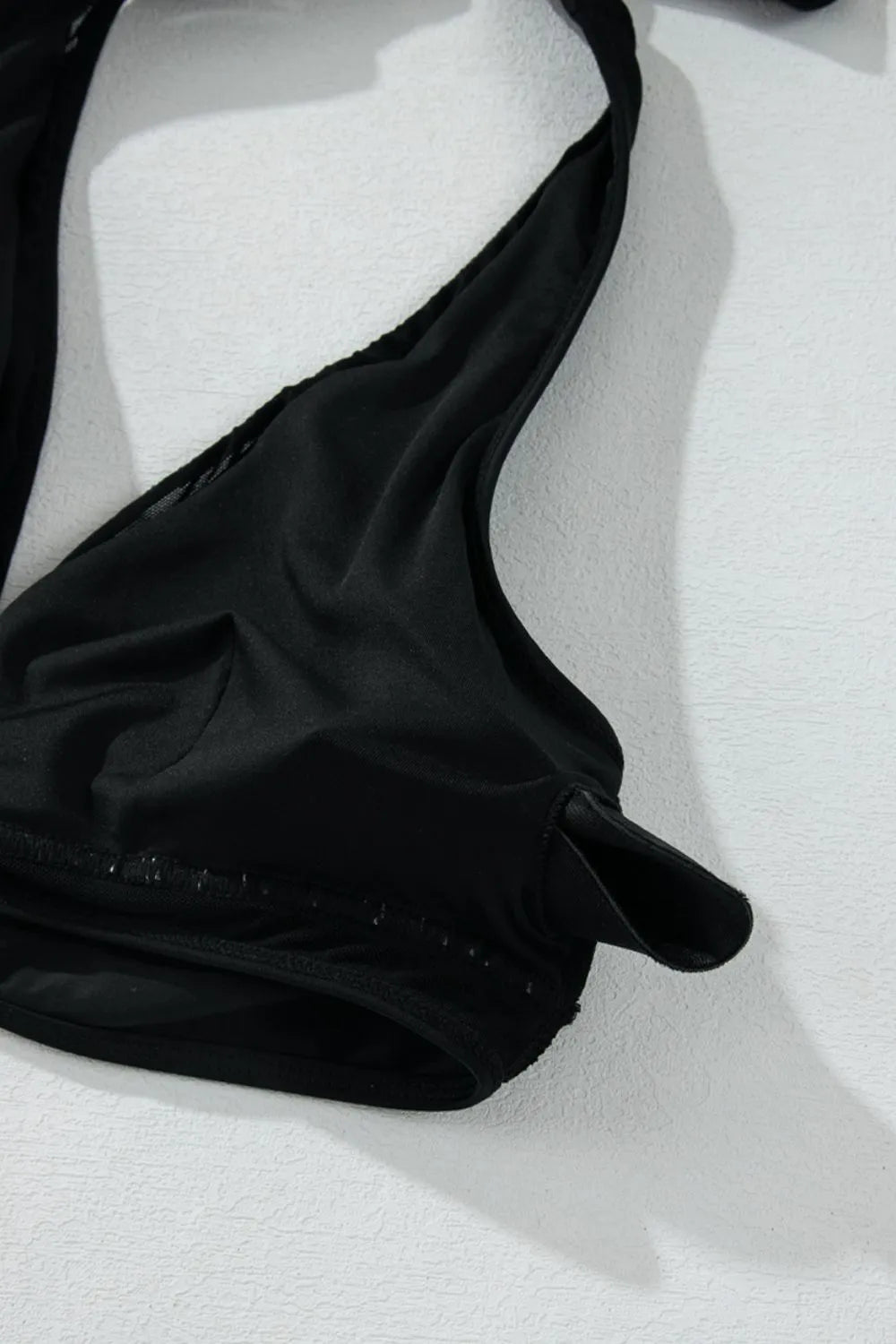 SYNZ Sheer Mesh Edged Halter V Neck Push Up Bikini Set