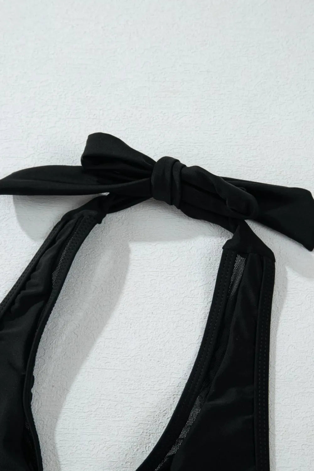 SYNZ Sheer Mesh Edged Halter V Neck Push Up Bikini Set