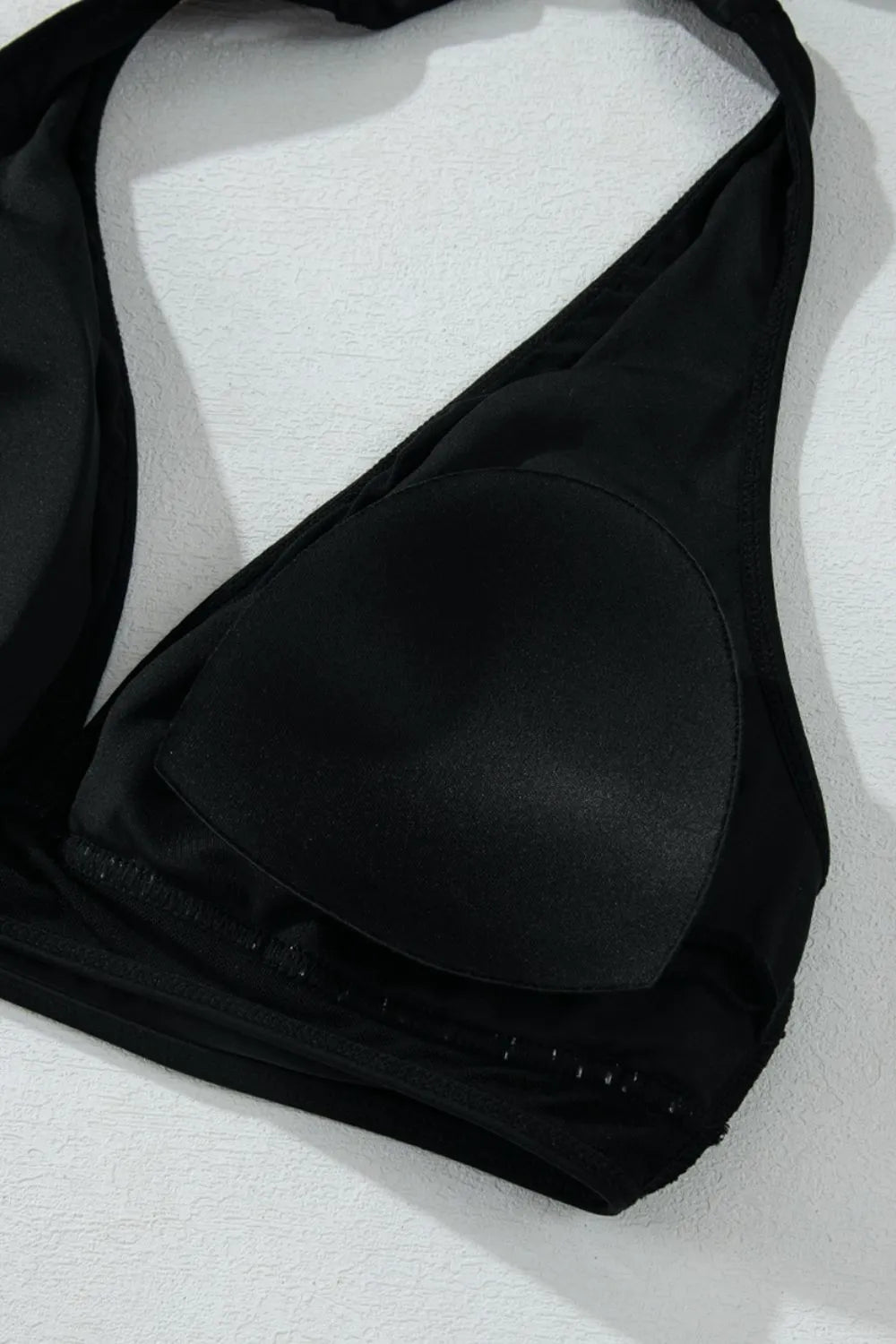 SYNZ Sheer Mesh Edged Halter V Neck Push Up Bikini Set