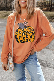 SYNZ Sherbet / S Pumpkin Round Neck Long Sleeve Sweatshirt