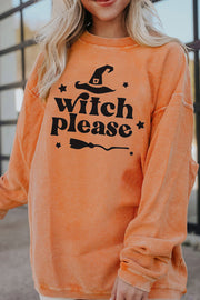 SYNZ Sherbet / S WITCH PLEASE Graphic Dropped Shoulder Sweatshirt
