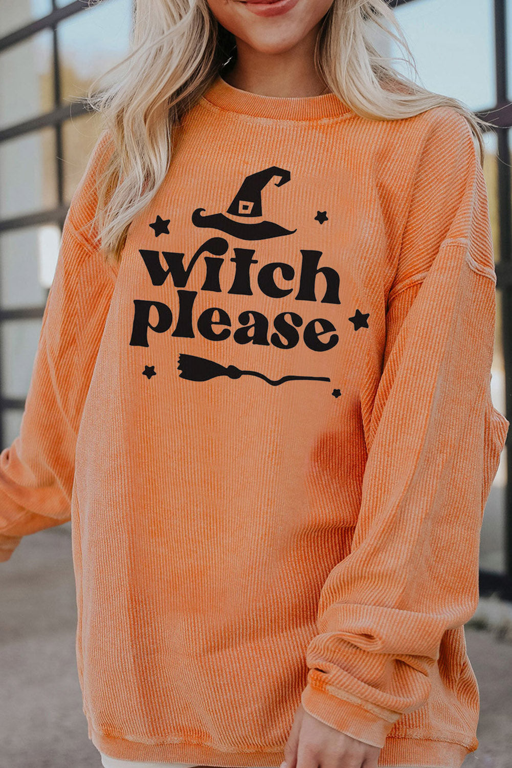 SYNZ Sherbet / S WITCH PLEASE Graphic Dropped Shoulder Sweatshirt