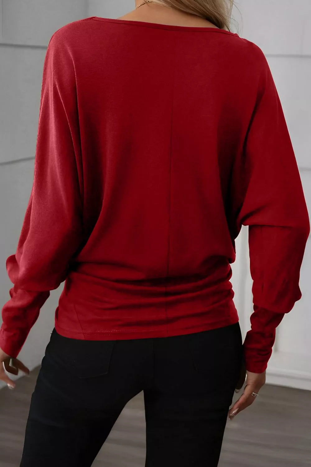 SYNZ Solid Color Long Sleeve Blouse