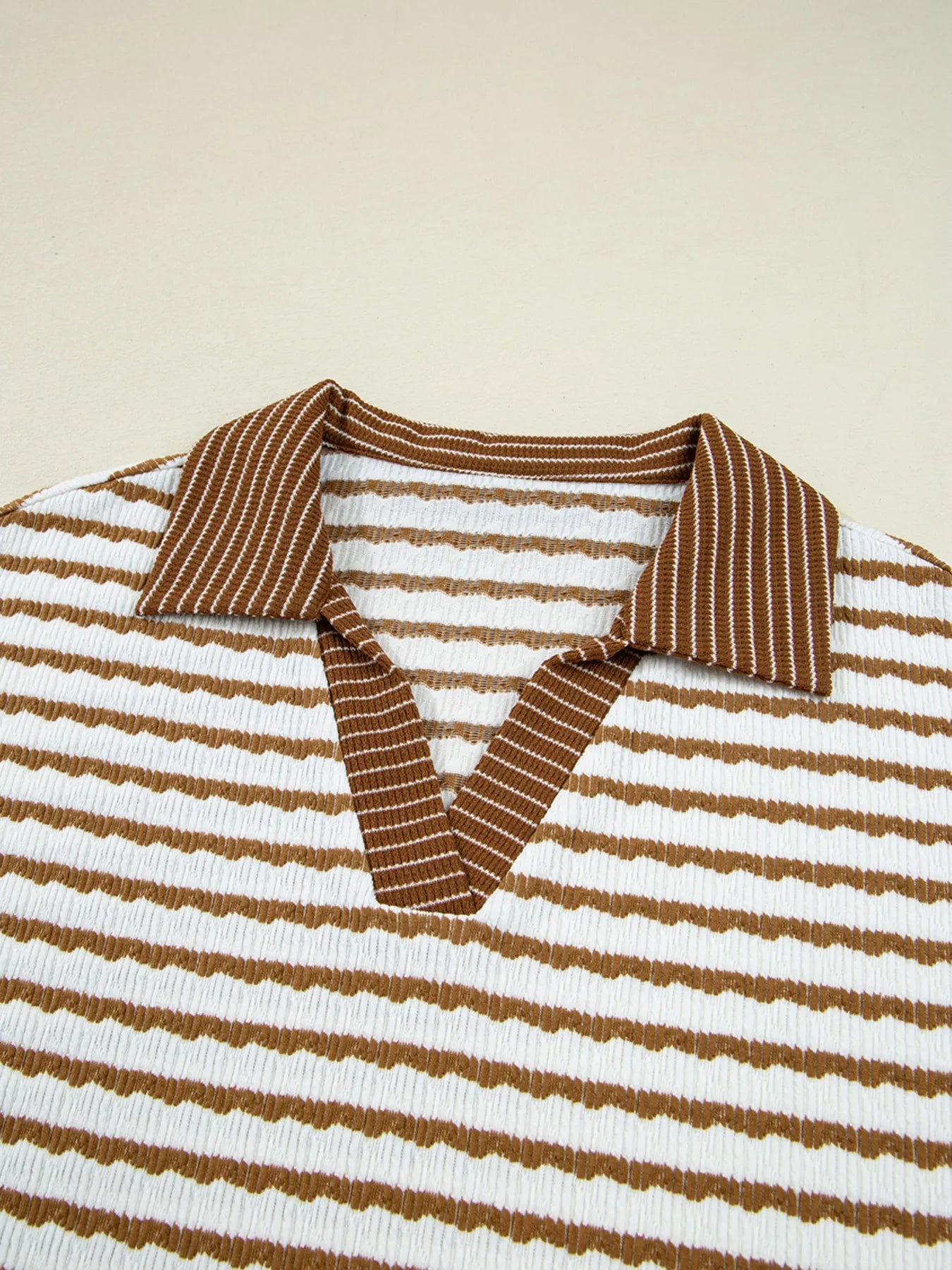 SYNZ Stripe Collared Top and Drawstring Pant Set