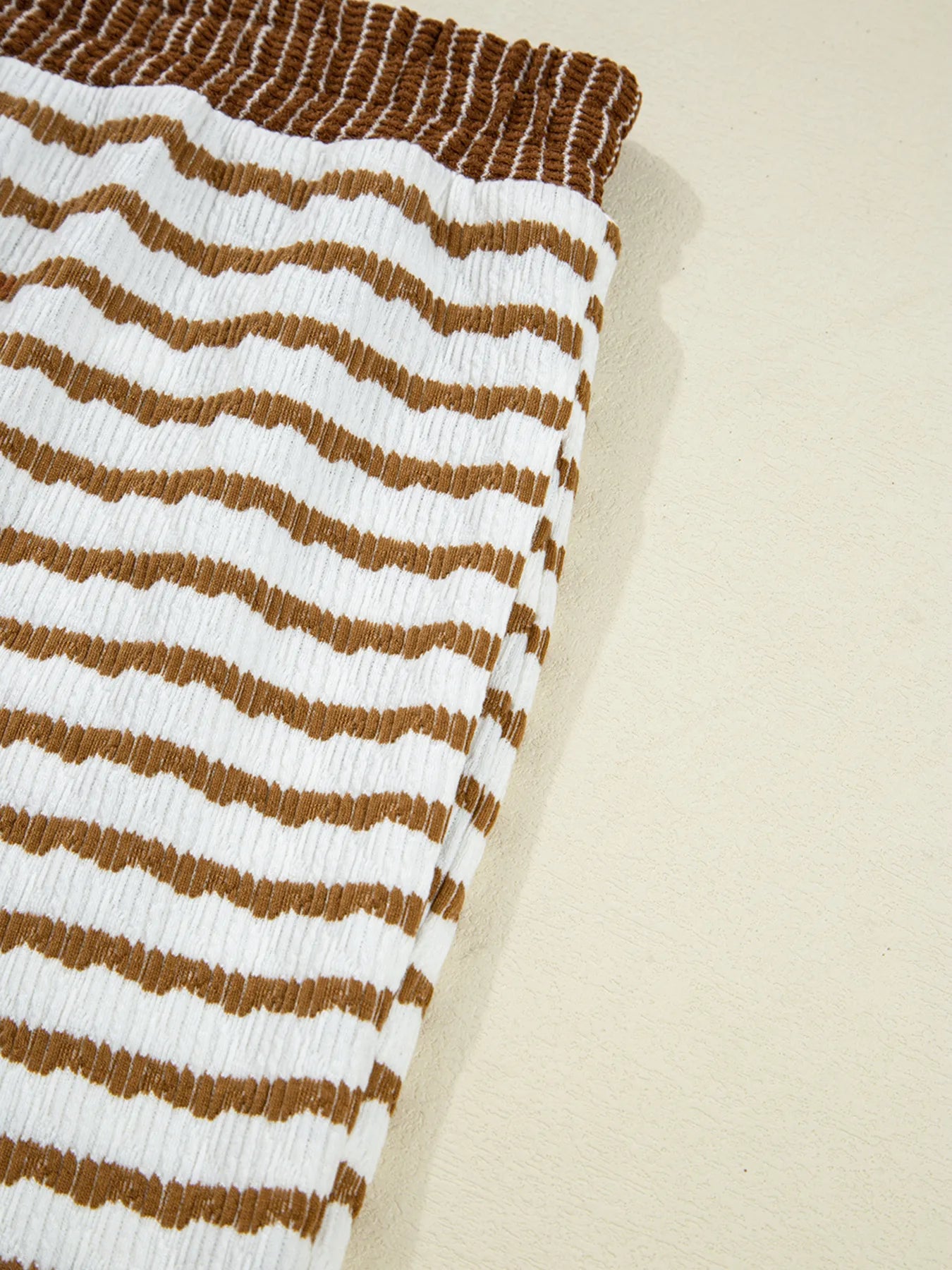 SYNZ Stripe Collared Top and Drawstring Pant Set