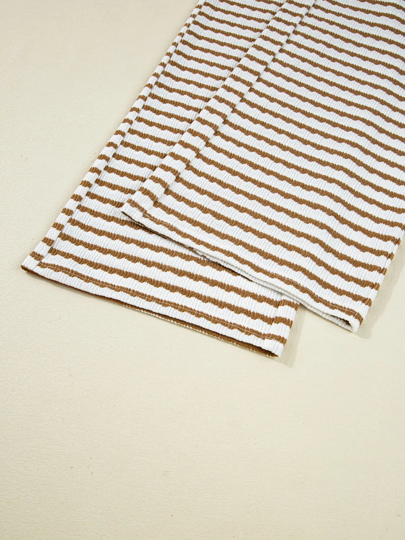 SYNZ Stripe Collared Top and Drawstring Pant Set