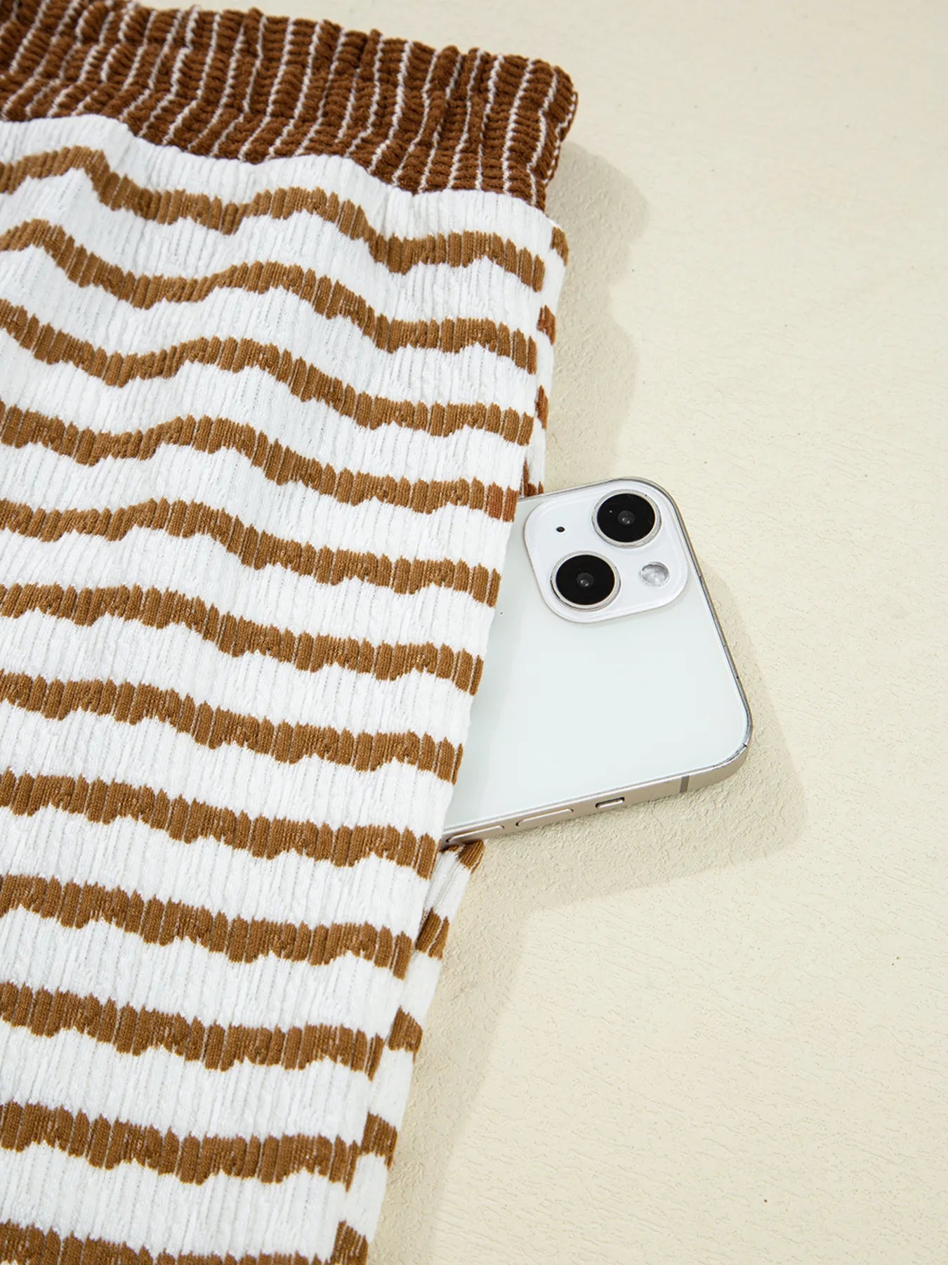 SYNZ Stripe Collared Top and Drawstring Pant Set