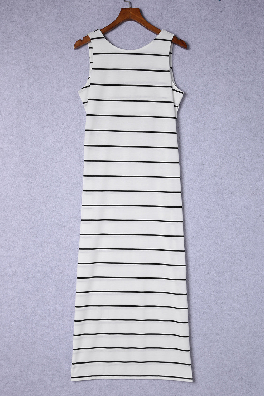 SYNZ Striped Sleeveless Maxi Dress with Side Slit – Casual Summer Style